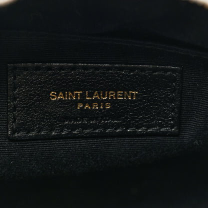 Saint Laurent Grain De Poudre Matelasse Chevron Quilted Round Vinyle Camera Bag White 6 of 7