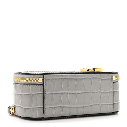 Chloe Calfskin Crocodile Embossed Mini C Vanity Bag Stormy Grey 4 of 14