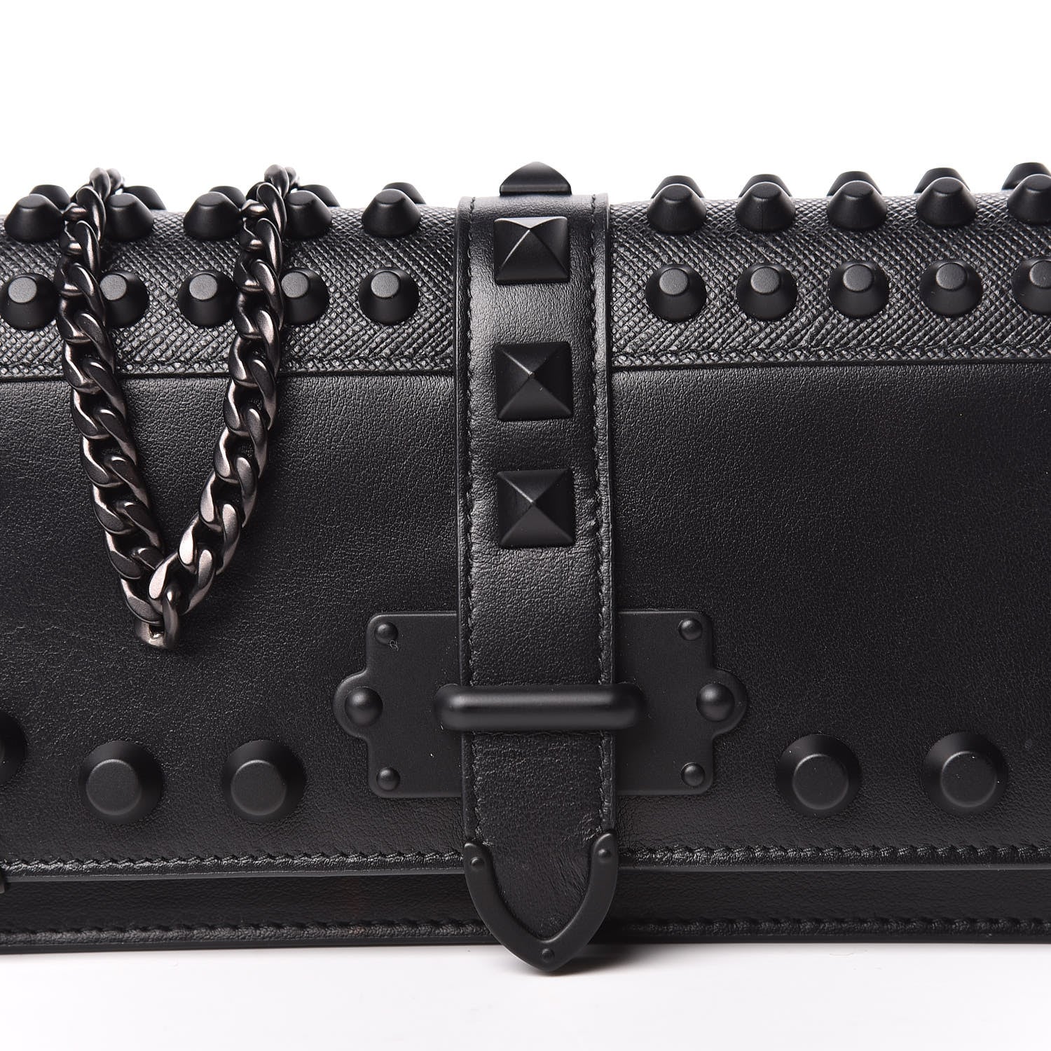 Prada City Calfskin Cahier Studded Mini Bag Black 11 of 12