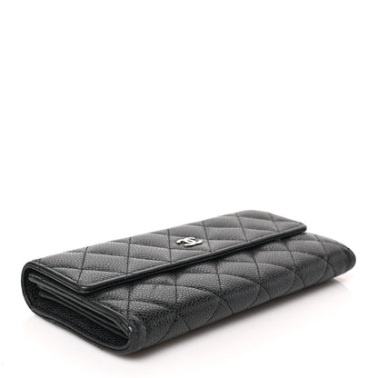 Chanel Caviar Quilted Large Gusset Flap Wallet Black 4 of 7