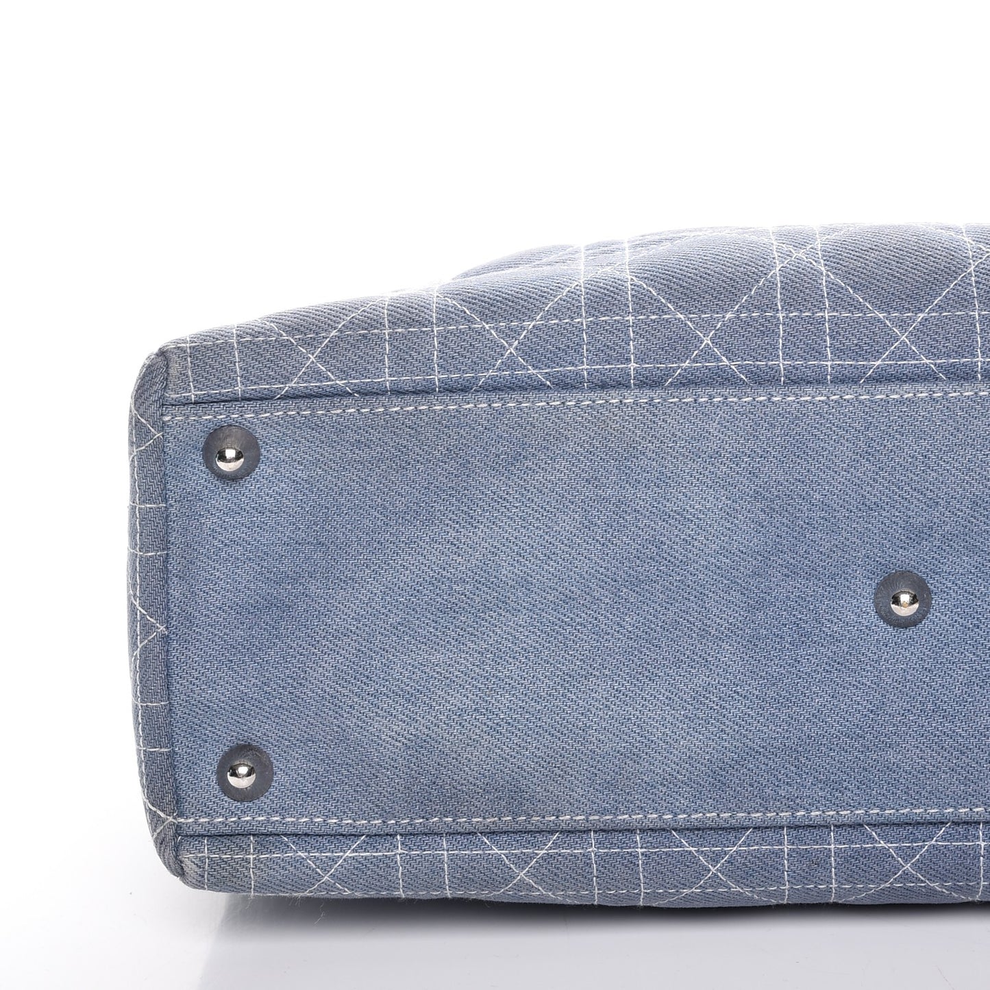 Denim Cannage Large Lady Dior Tote Blue