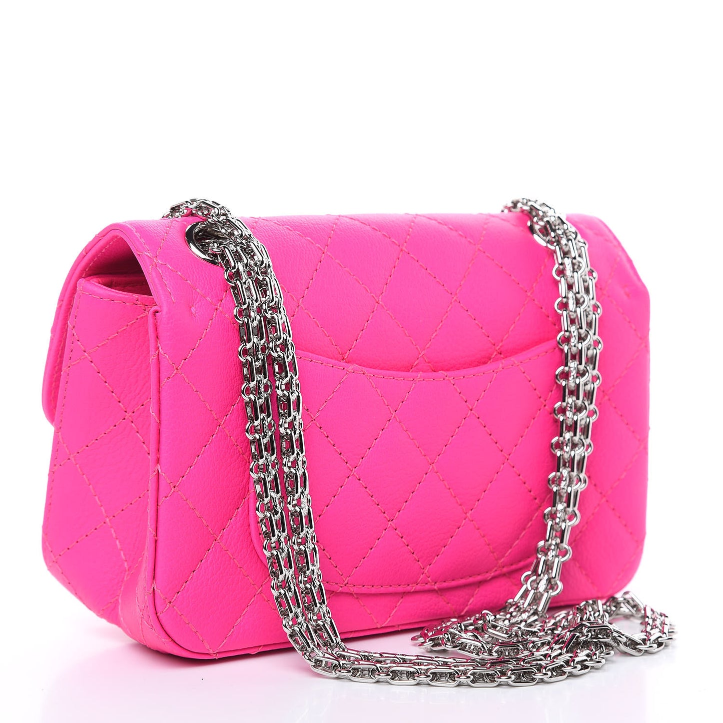Goatskin Quilted 2.55 Reissue Mini Flap Fluorescent Pink