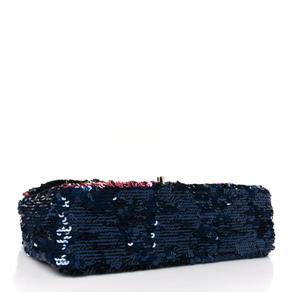 Chanel Sequin Medium Single Flap Blue Black Multicolor 4 of 9