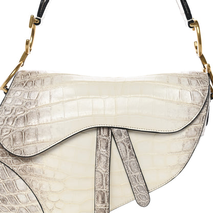 Christian Dior Niloticus Crocodile Himalaya Saddle Bag Latte 7 of 9