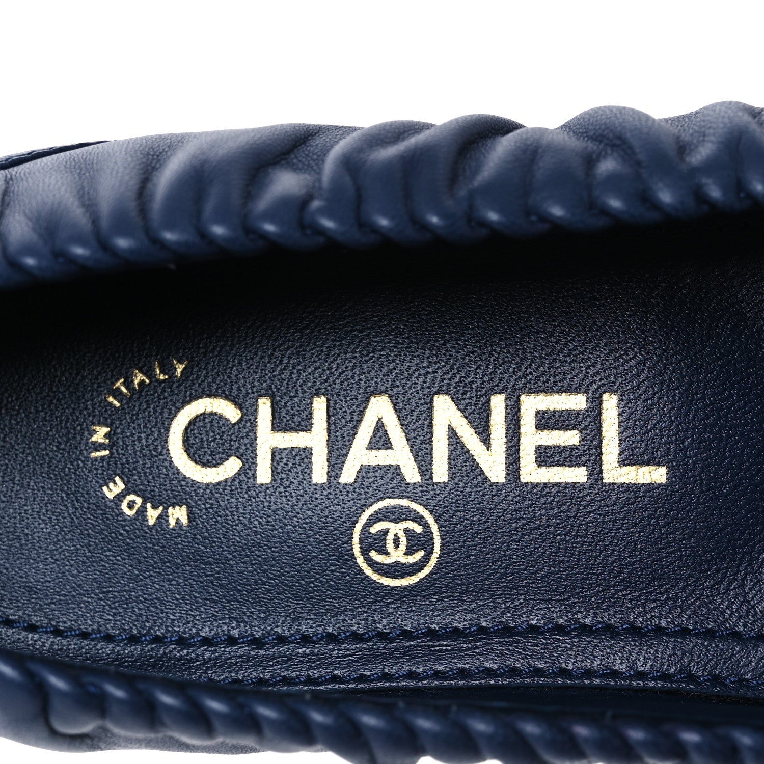 Chanel Lambskin Ruched CC Cap Toe Ballerina Flats 39.5 Navy Blue 8 of 10