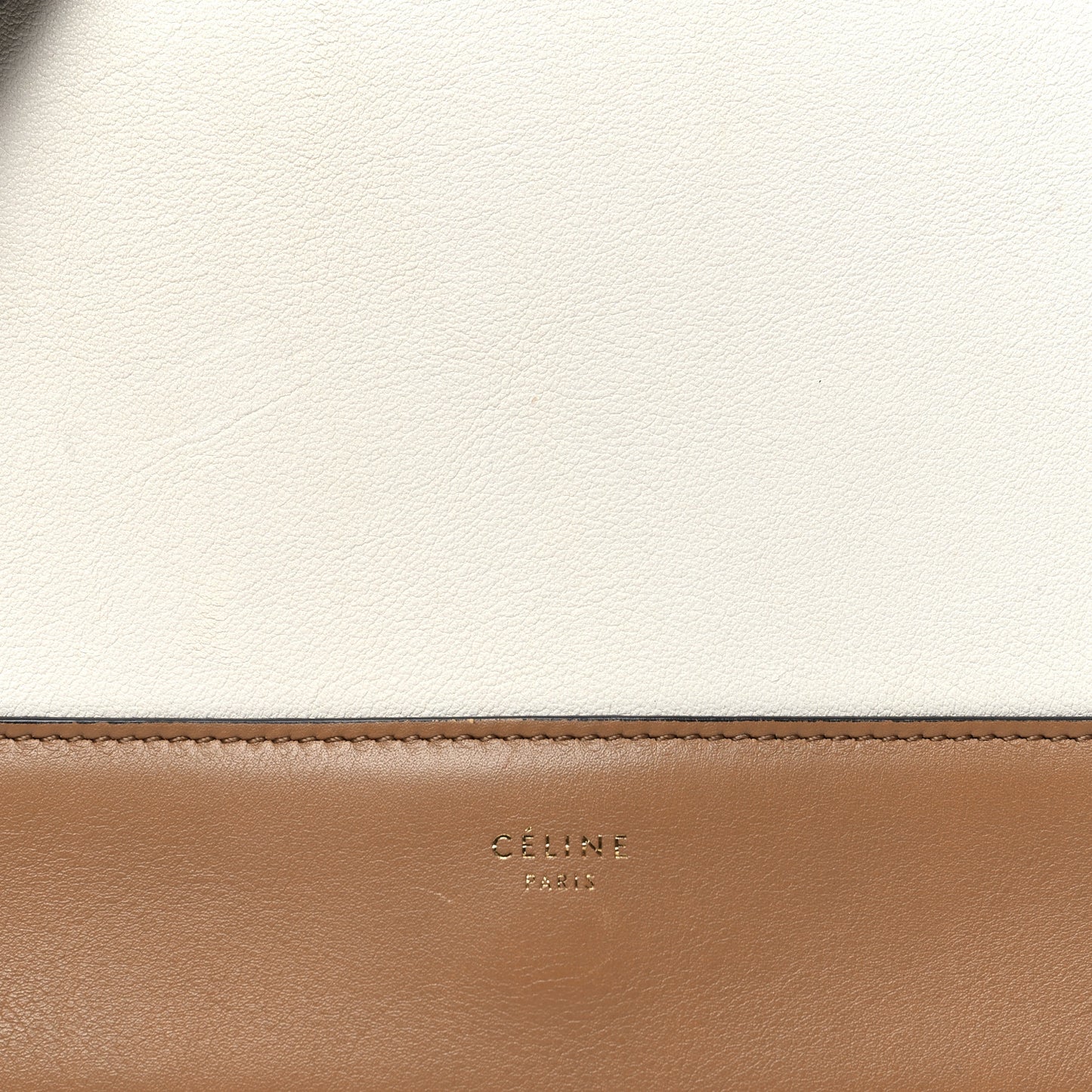 Shiny Smooth Calfskin Medium Frame Shoulder Bag Tan Optic White