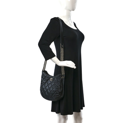 Chanel Lambskin Chain Rows Quilted Chain Hobo Black 2 of 9