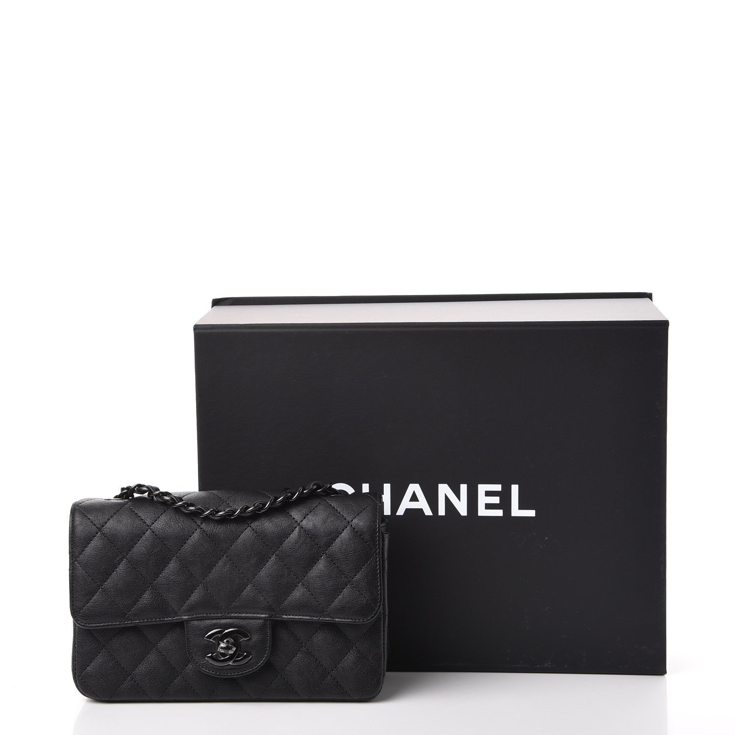 Chanel Crumpled Calfskin Quilted Mini Rectangular Flap So Black 8 of 8