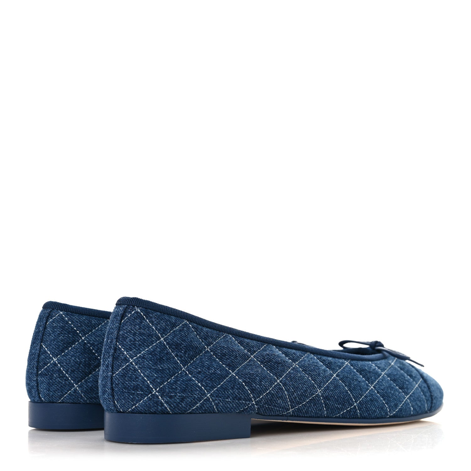 Chanel Washed Denim Quilted Cap Toe CC Ballerina Flats 38.5 Blue 5 of 10