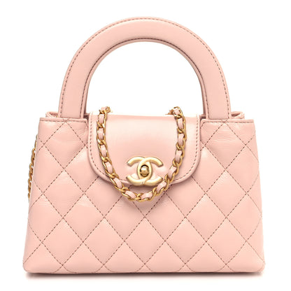 Chanel Shiny Aged Calfskin Quilted Nano Kelly Shopper Light Pink 1 of 10