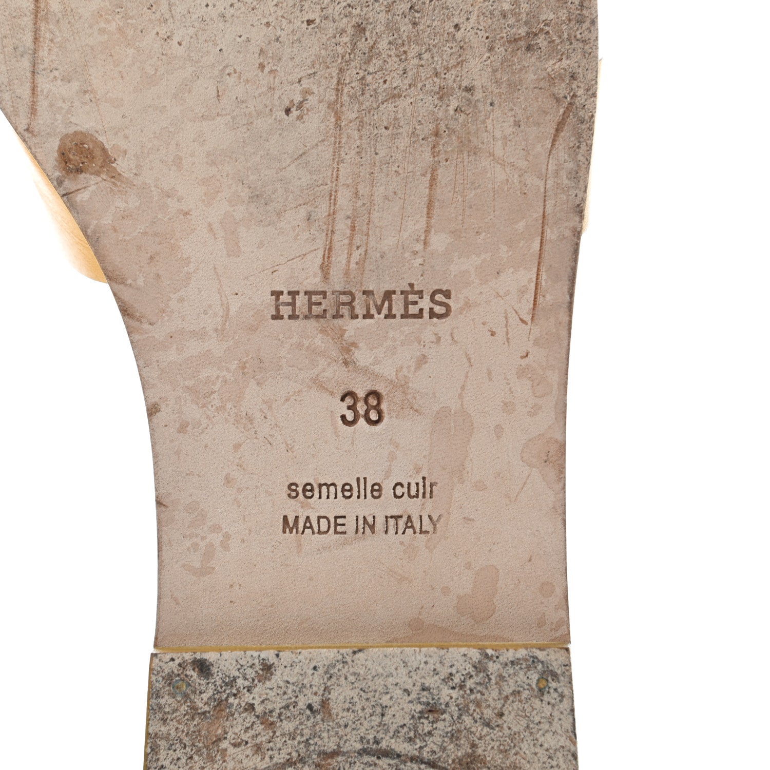 Hermes Box Calfskin Oran Sandals 38 Jaune Citron 6 of 8