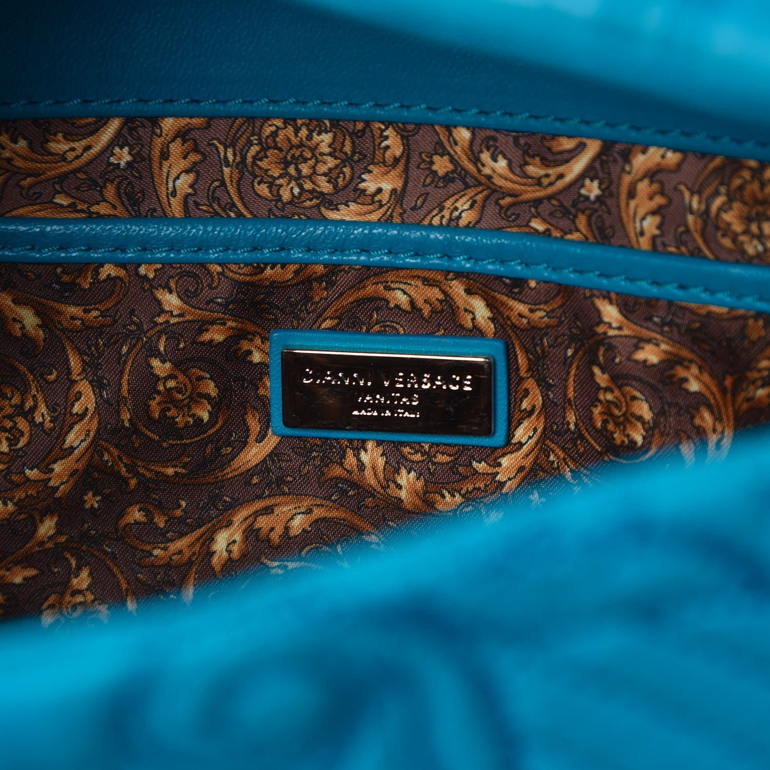 Versace Nappa Barocco Quilted Vanitas Medea Shoulder Bag Blue 6 of 7