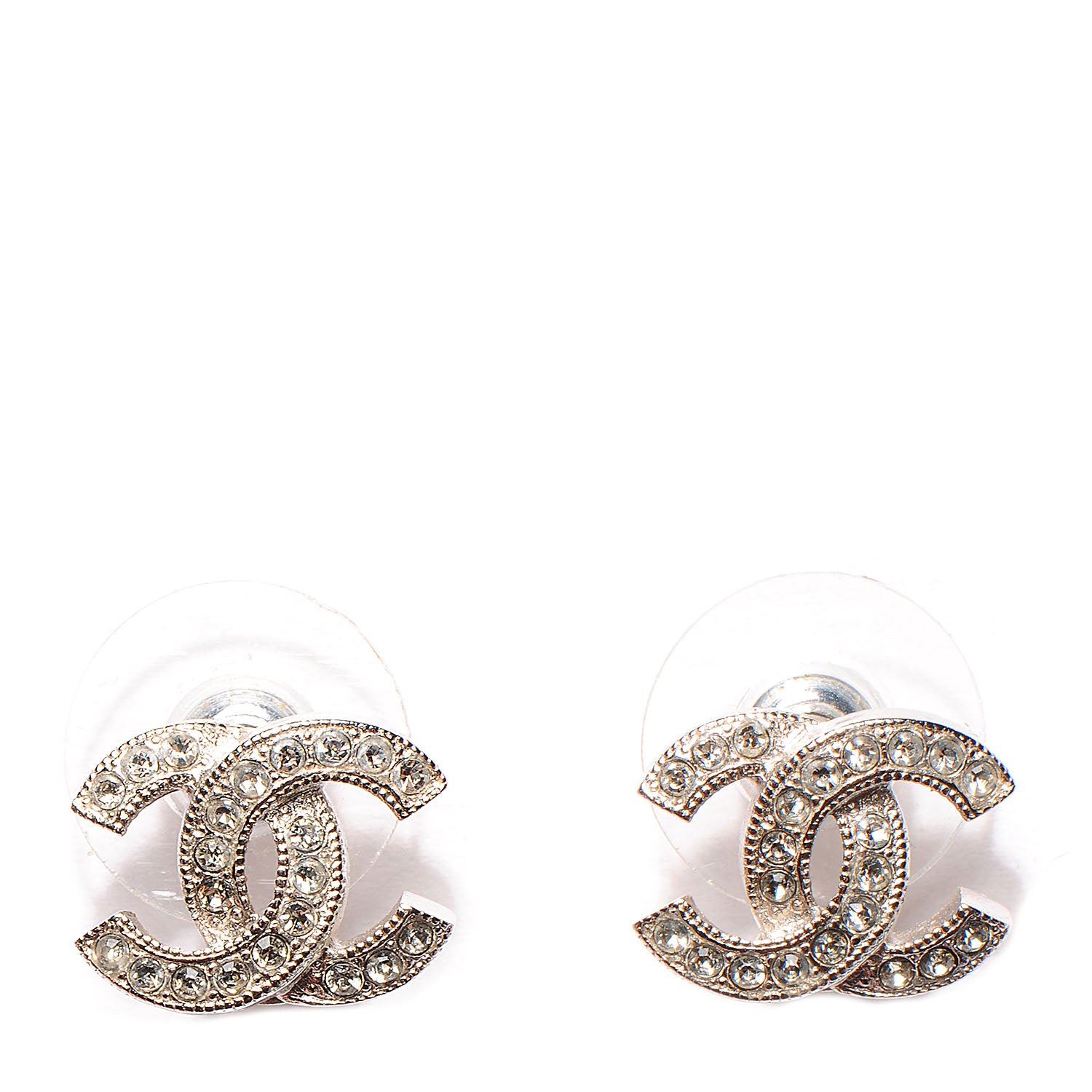 Chanel Crystal CC Earrings Silver 1 of 6