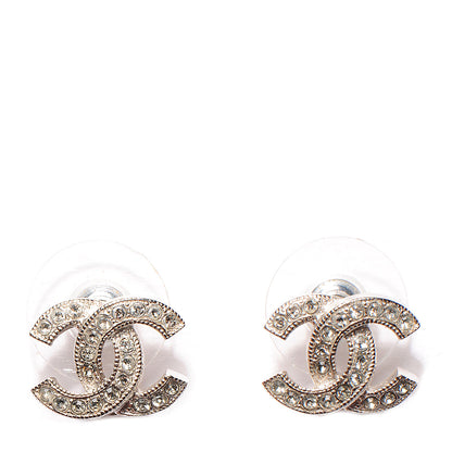 Chanel Crystal CC Earrings Silver 1 of 6