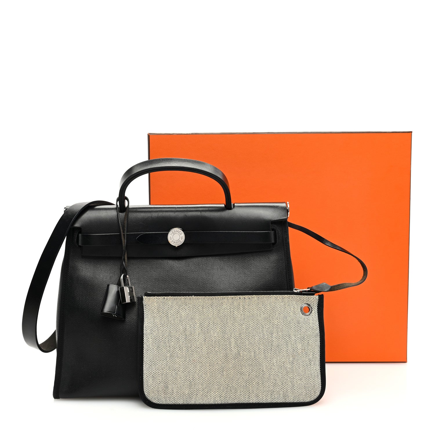 Hermes Toile H Berline Vache Hunter Herbag Zip PM 31 Black Ecru 11 of 11