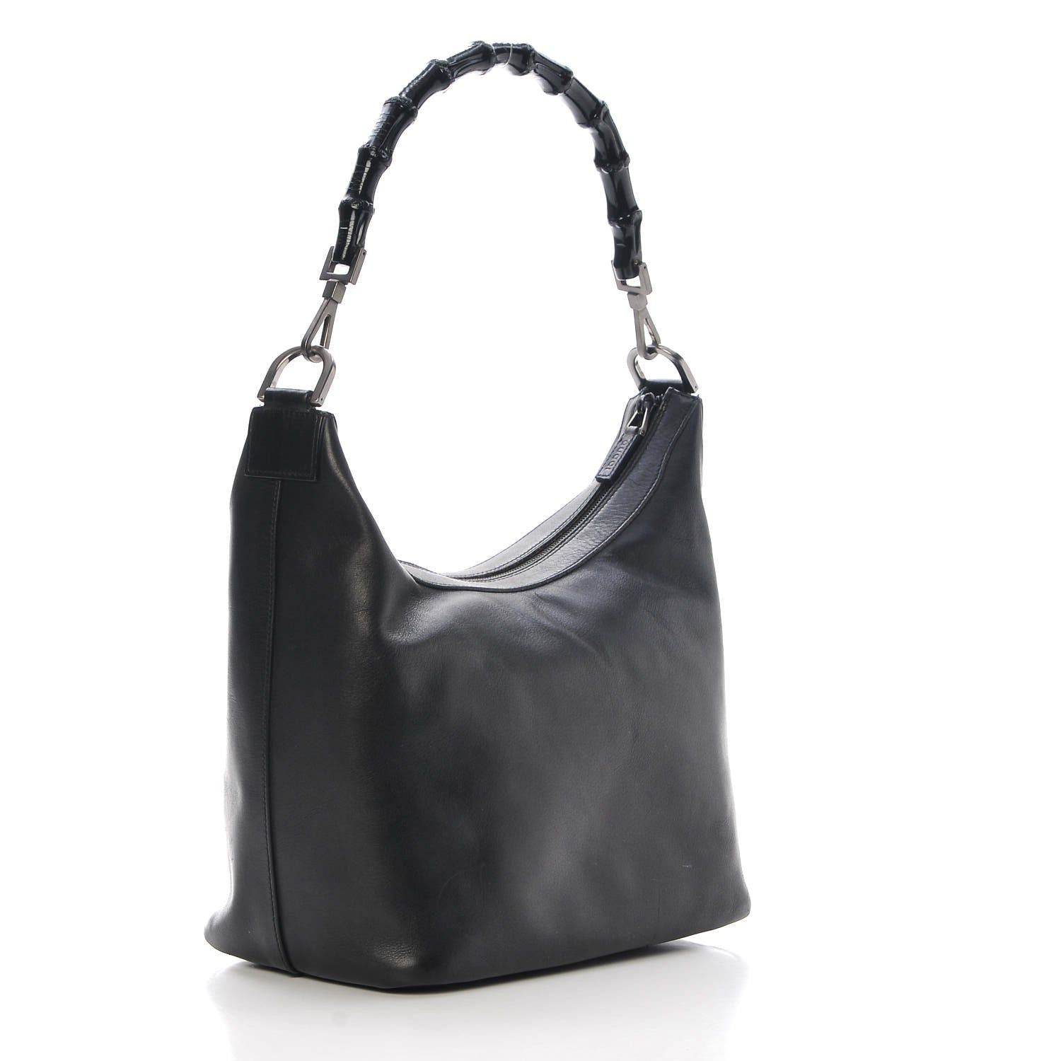 Gucci Calfskin Bamboo Shoulder Bag Black 3 of 9