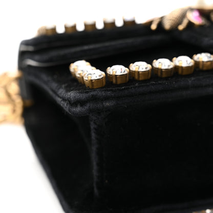 Gucci Velvet Crystal Mini Bee Broadway Shoulder Bag Black 11 of 12