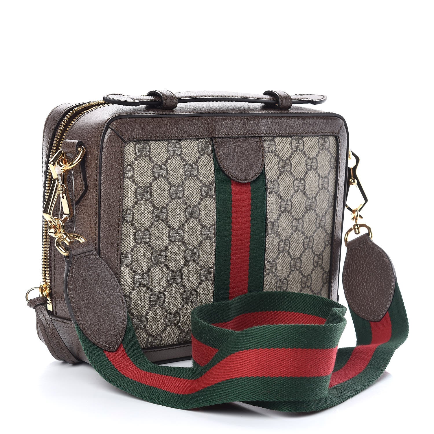 Gucci GG Supreme Monogram Web Small Ophidia Top Handle Shoulder Bag Brown 3 of 10