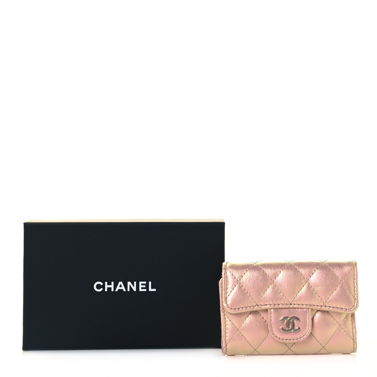 Chanel Iridescent Calfskin Quilted Classic 4 Key Holder Wallet Pink 10 of 10