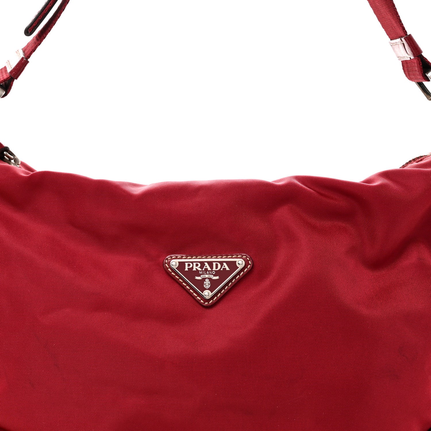 Prada Tessuto Nylon Calfskin Hobo Fuoco 7 of 9
