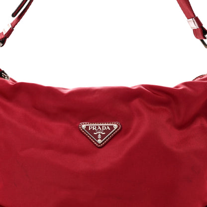 Prada Tessuto Nylon Calfskin Hobo Fuoco 7 of 9