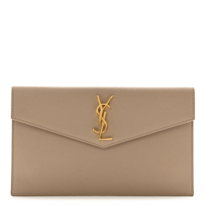 Saint Laurent Grain De Poudre Uptown Pouch Dark Beige 1 of 10