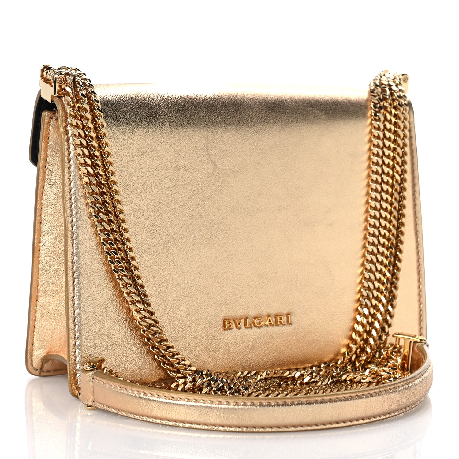 Bulgari Metallic Nappa Serpenti Forever Shoulder Bag Gold 3 of 8