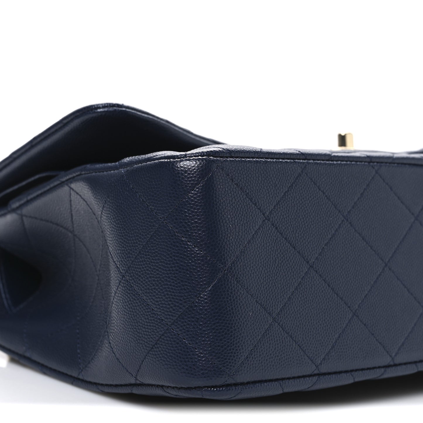 Caviar Quilted Jumbo Double Flap Navy Blue