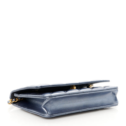 Chanel Metallic Lambskin Wallet On Chain WOC Dark Blue 4 of 12