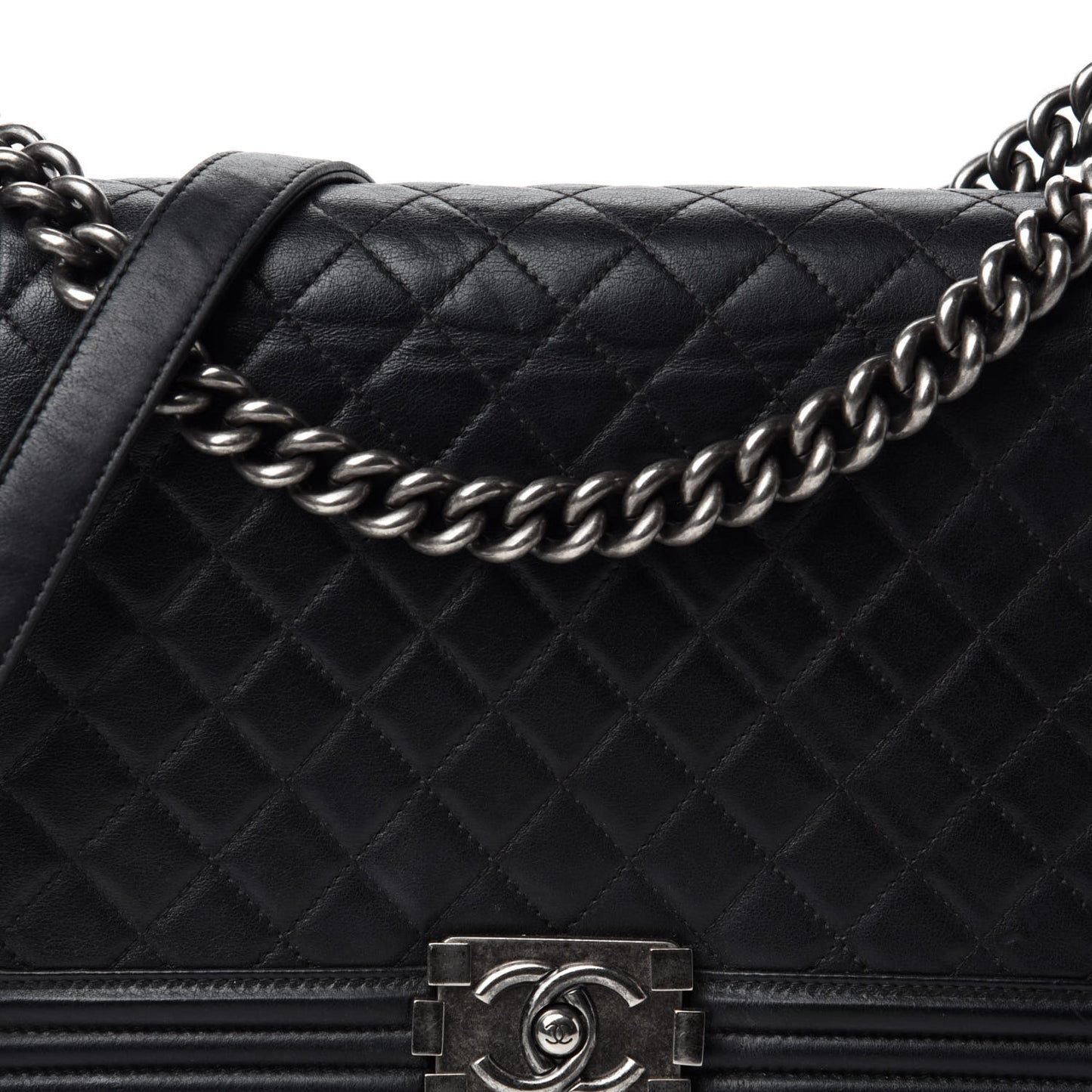 Calfskin Quilted New Medium Boy Flap Black