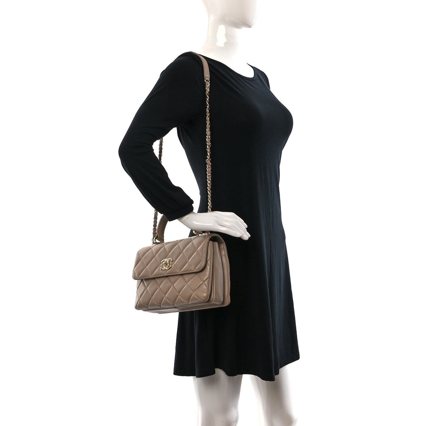 Lambskin Quilted Small Trendy CC Dual Handle Flap Bag Beige