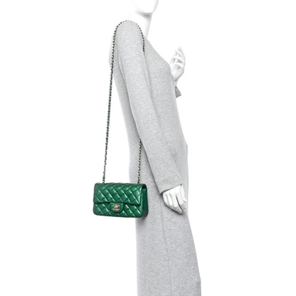 Chanel Metallic Caviar Quilted Mini Rectangular Flap Green 2 of 11