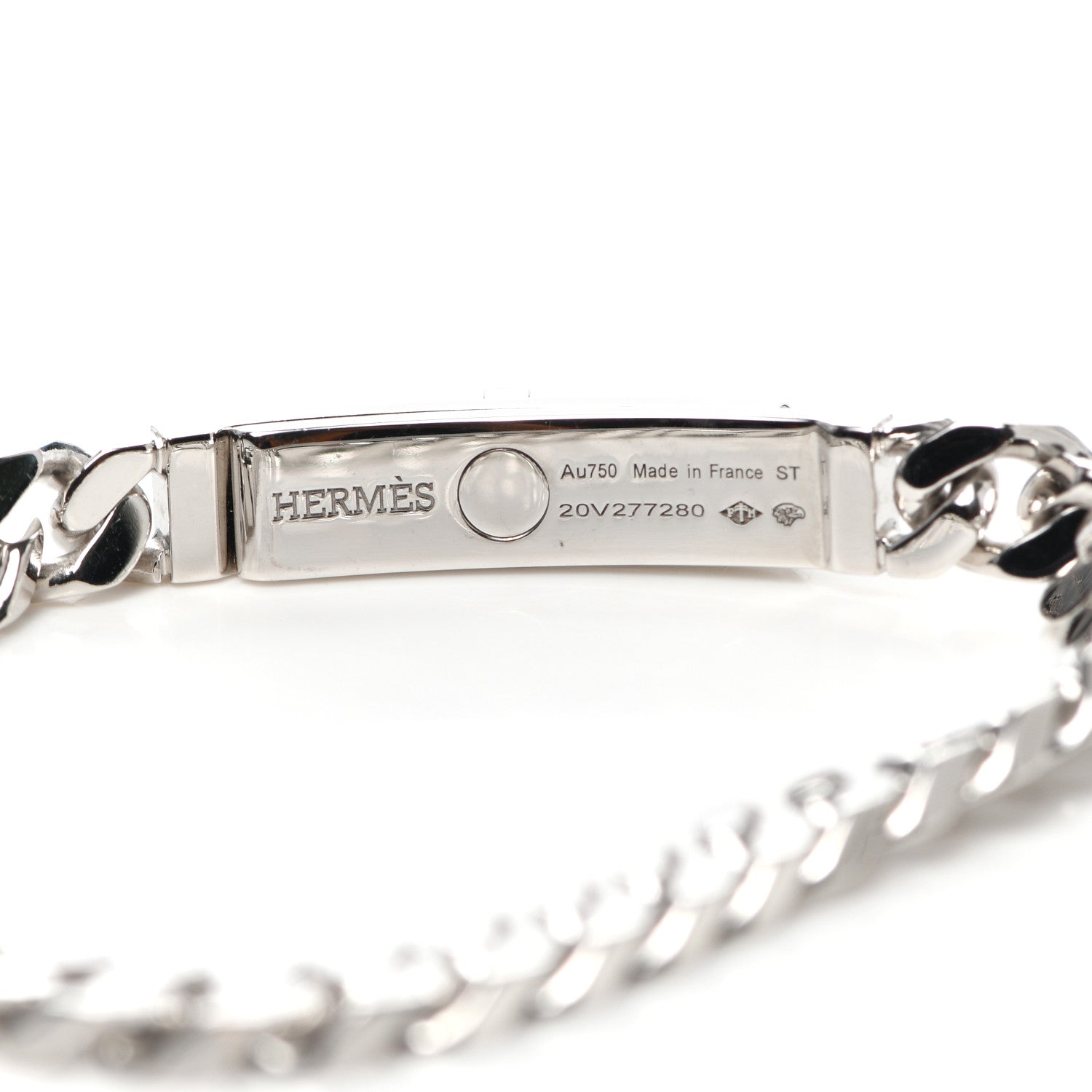 Hermes 18K White Gold Diamond TPM Kelly Gourmette Bracelet ST 4 of 5