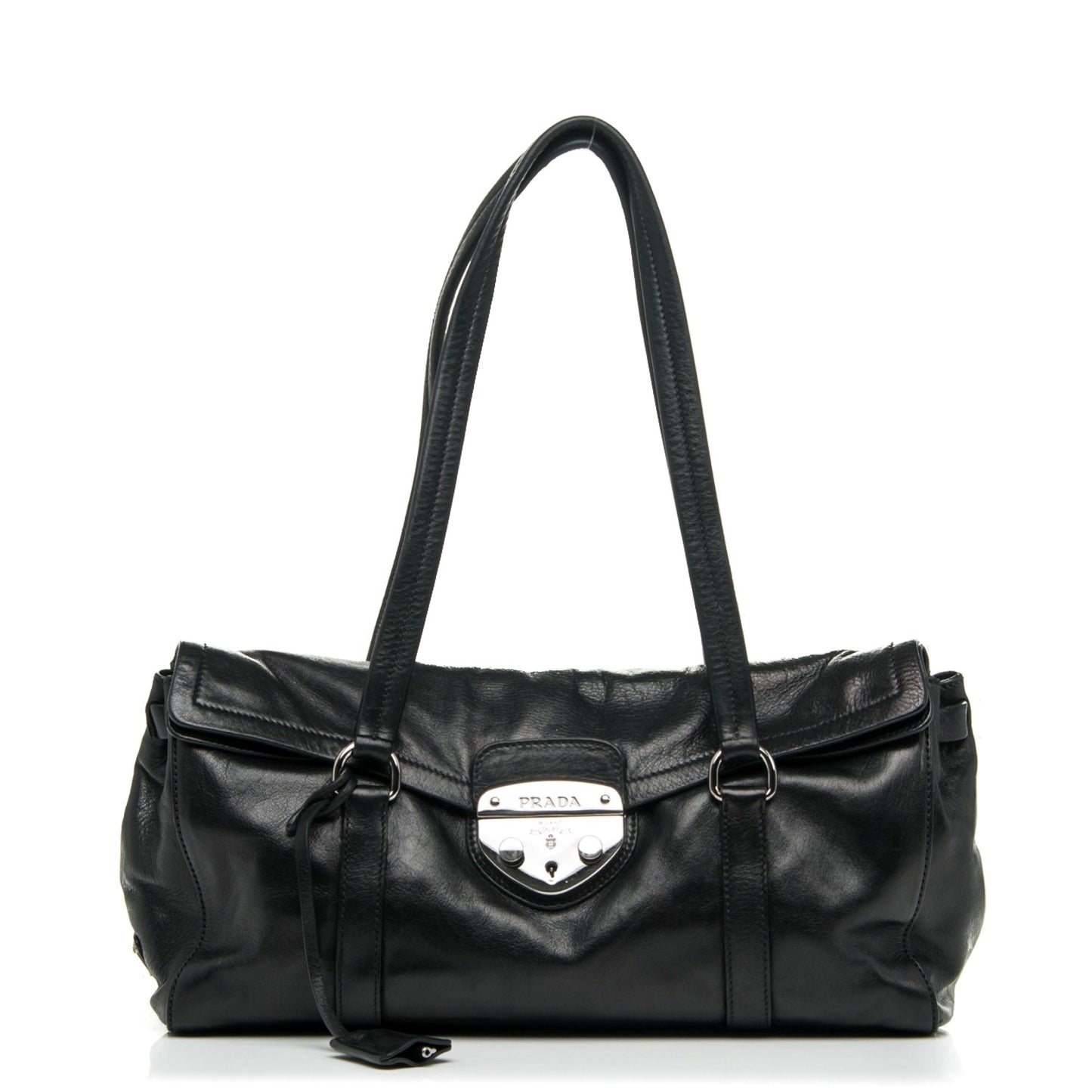 Royal Calf Easy Foldover Pushlock Satchel Black