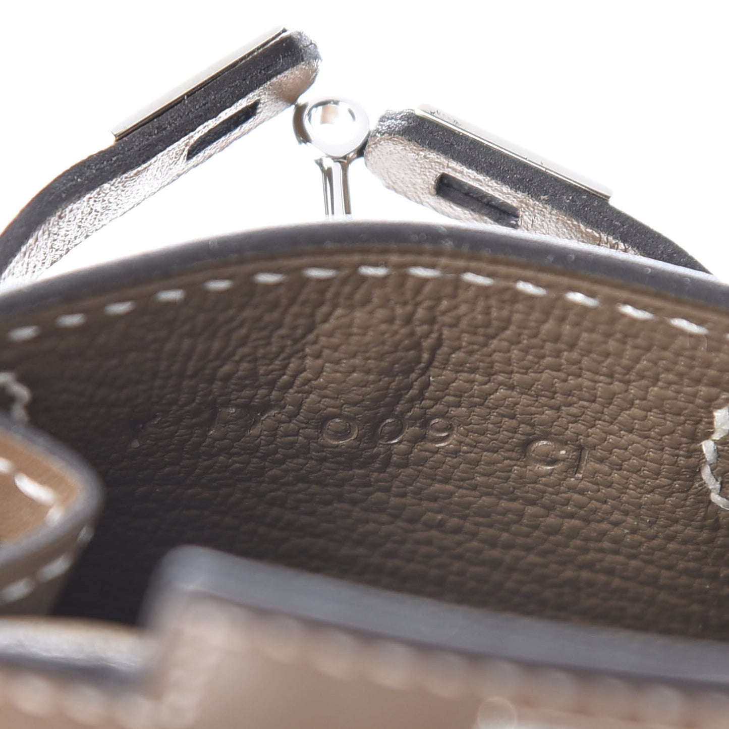 Tadelakt Mini Kelly Twilly Bag Charm Etoupe