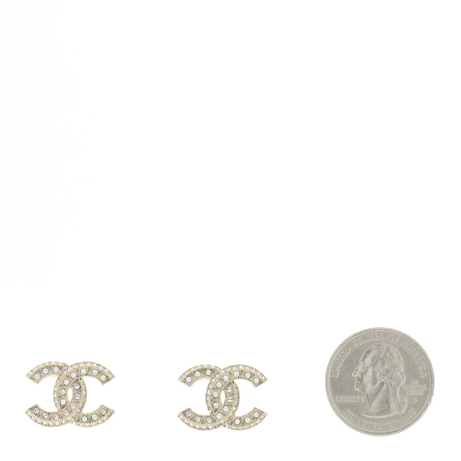 Chanel Crystal Timeless CC Earrings Light Gold 2 of 5
