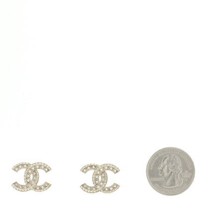 Chanel Crystal Timeless CC Earrings Light Gold 2 of 5