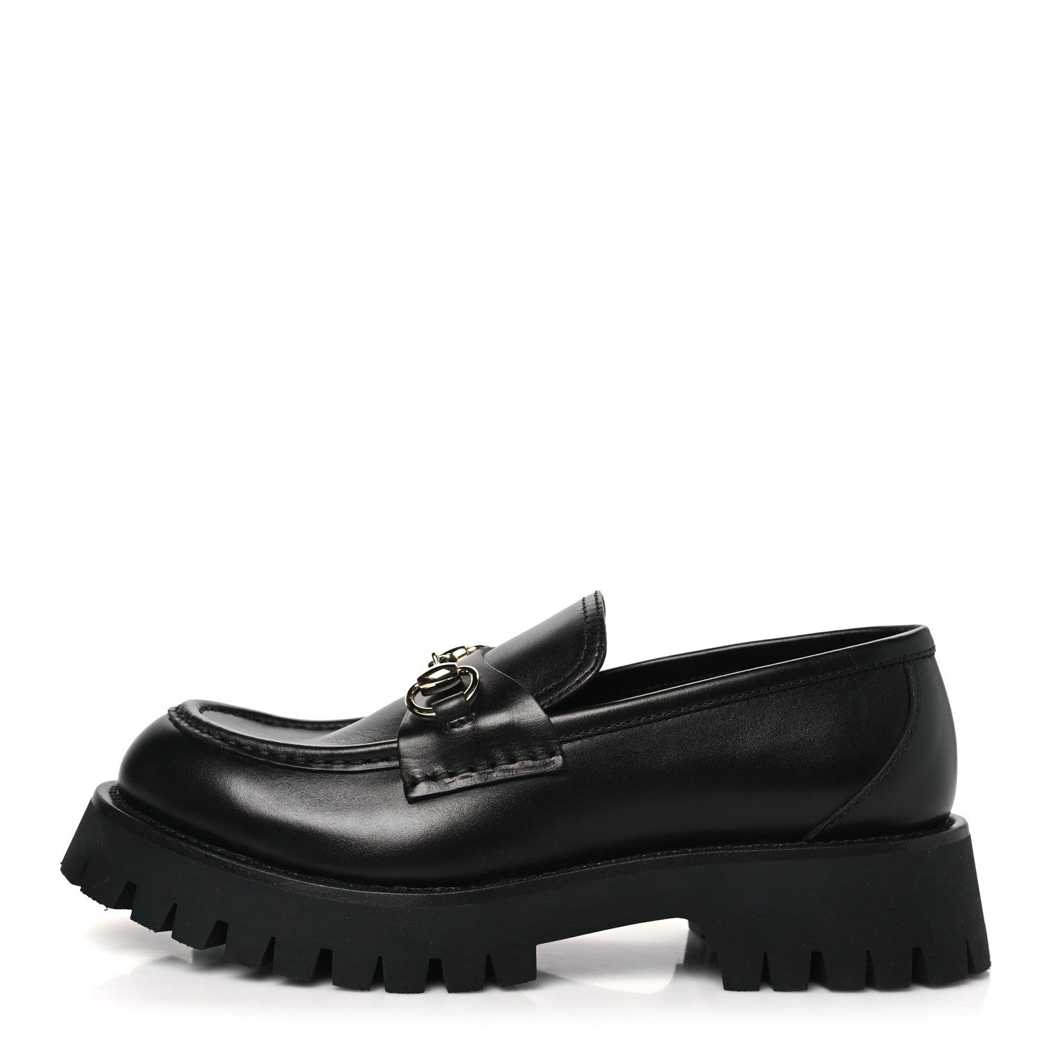 Gucci Real Betis Glamour Calfskin Horsebit Womens Mocassin Loafers 39 Black 1 of 10