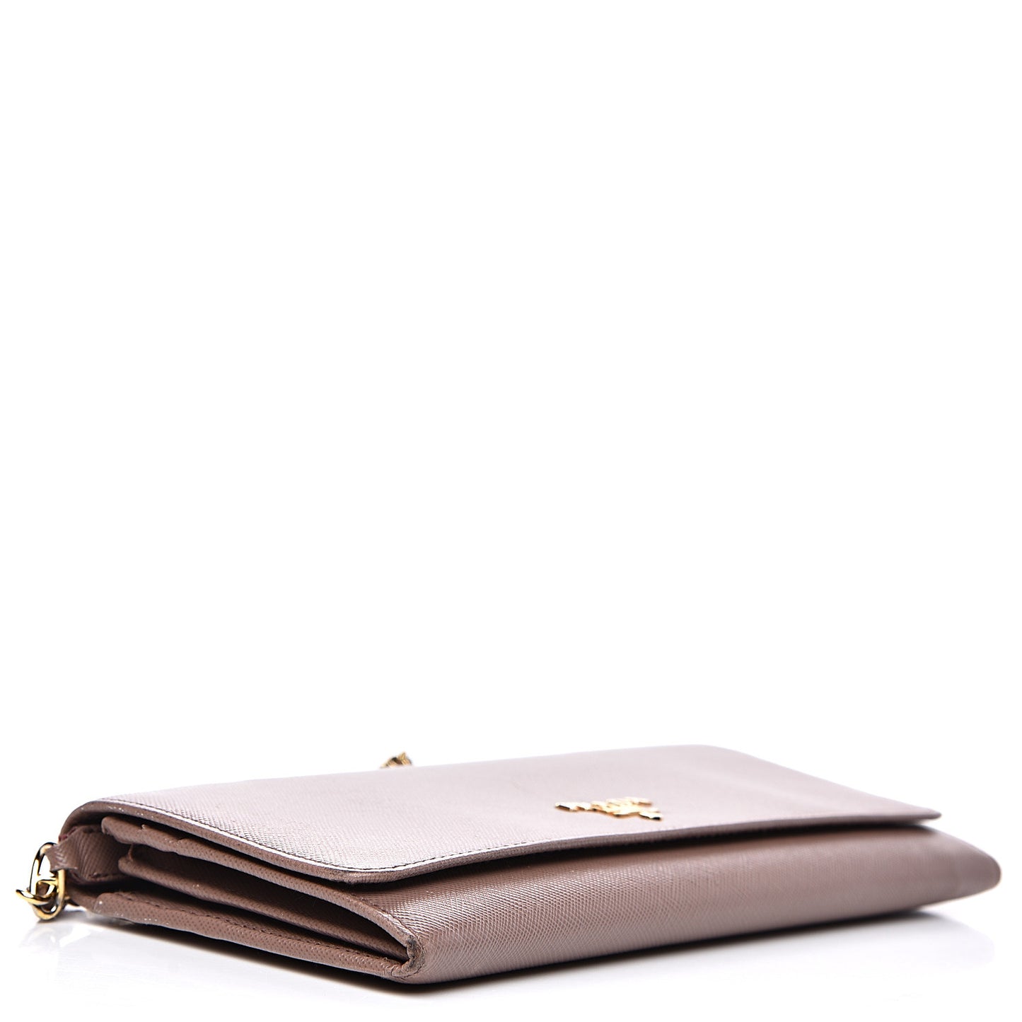 Saffiano Metal Oro Chain Wallet Dark Rose