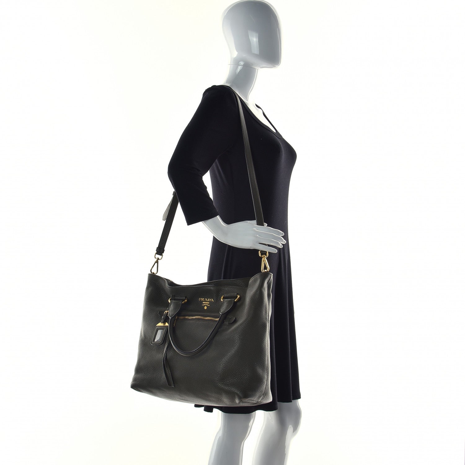 Prada Vitello Daino Shopping Tote Militare 2 of 16
