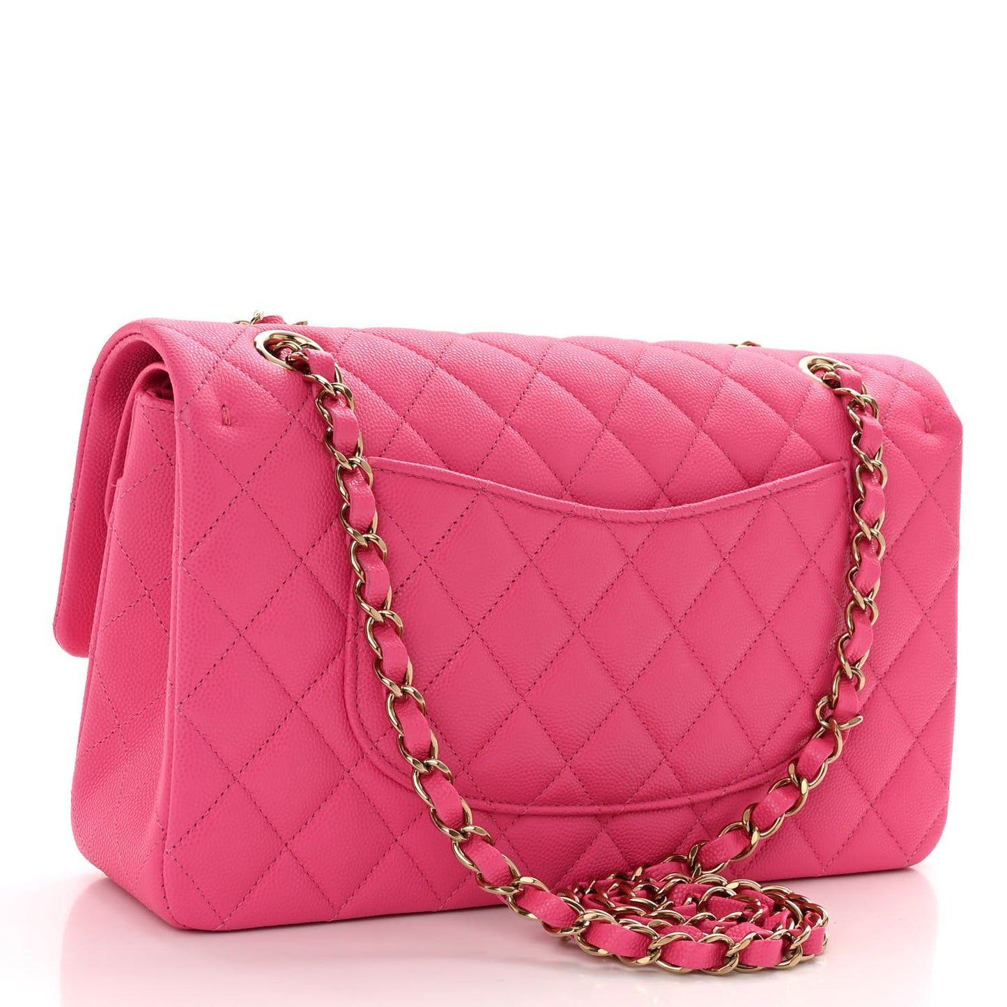 Caviar Quilted Medium Double Flap Pink