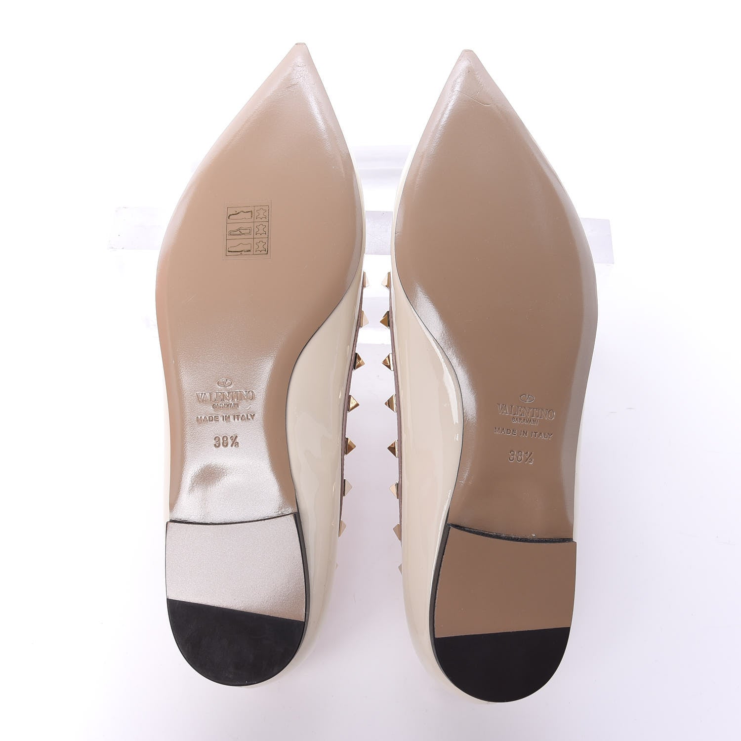 Valentino Garavani Patent Rockstud Ballerina Flats 38.5 Light Ivory Poudre 6 of 9