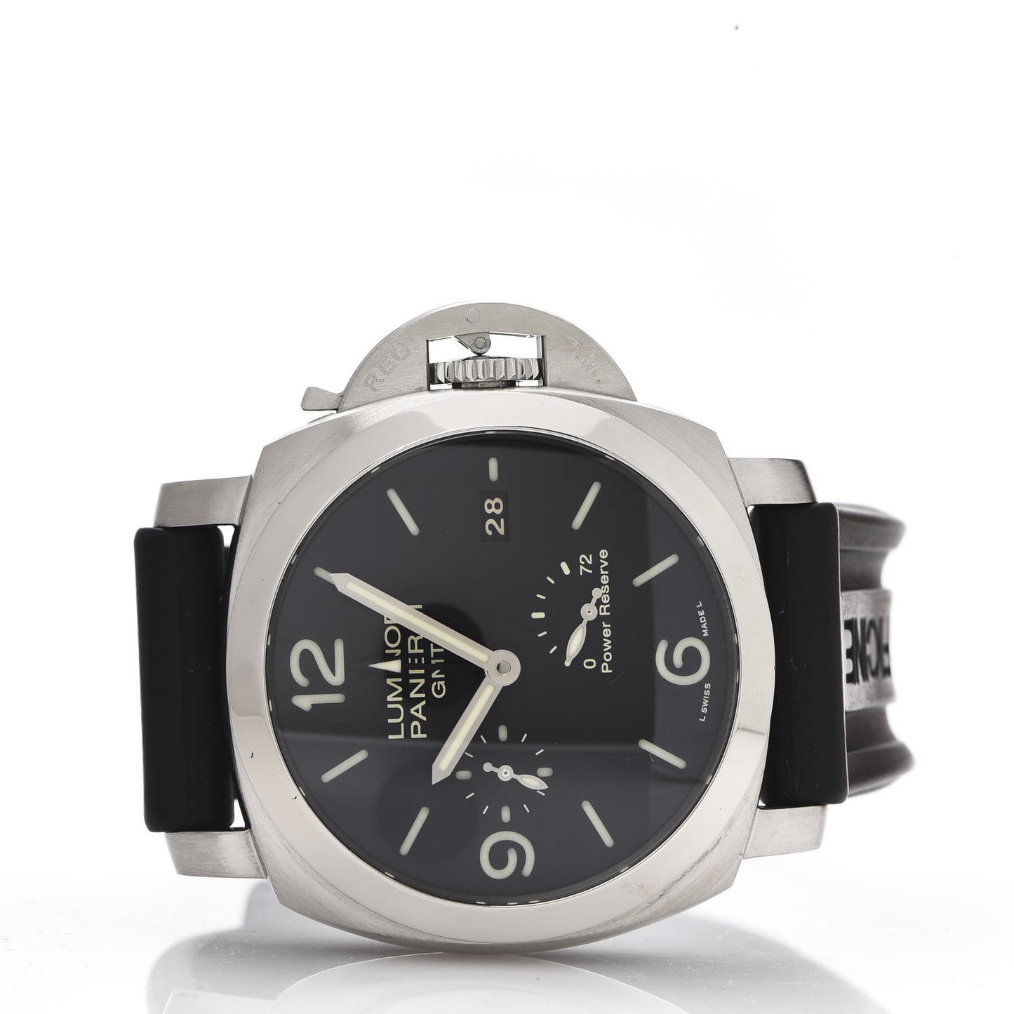 Stainless Steel Rubber 44mm Luminor 1950 3 Day Power Reserve GMT Automatic Watch Black PAM00321