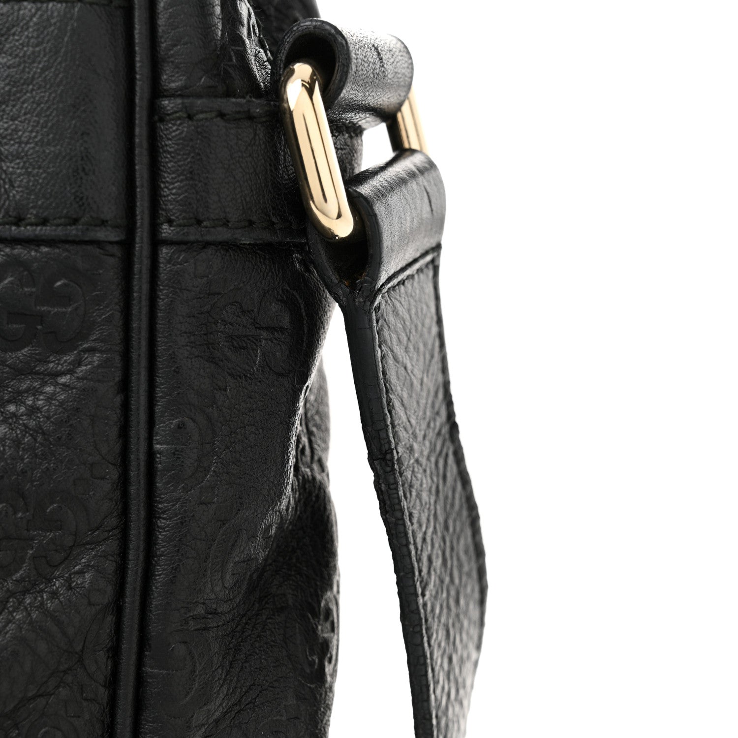 Gucci Guccissima Signature Medium Flat Messenger Bag Black 11 of 15