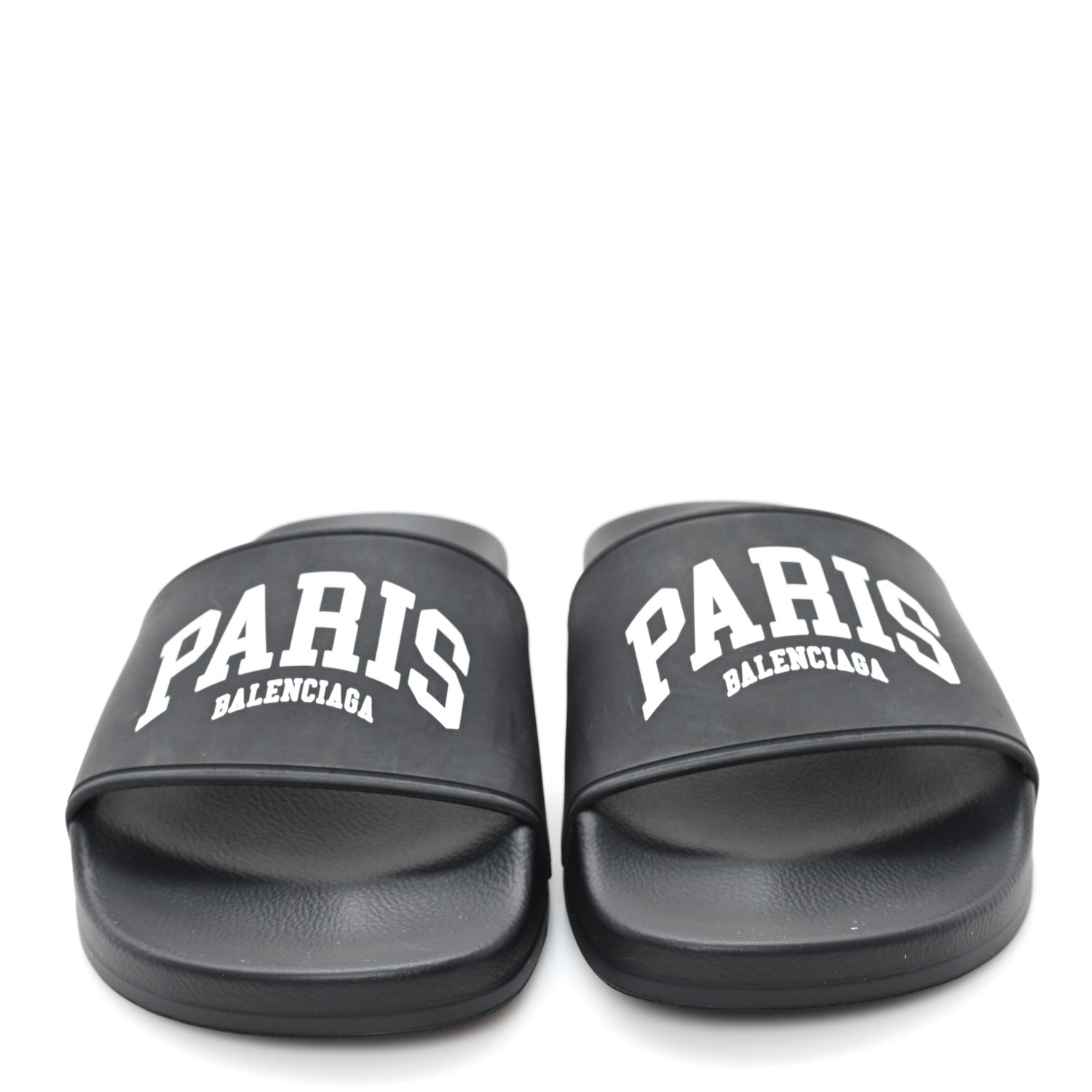 Balenciaga Rubber Paris Logo Womens Slide Sandals 35 Black 1717968