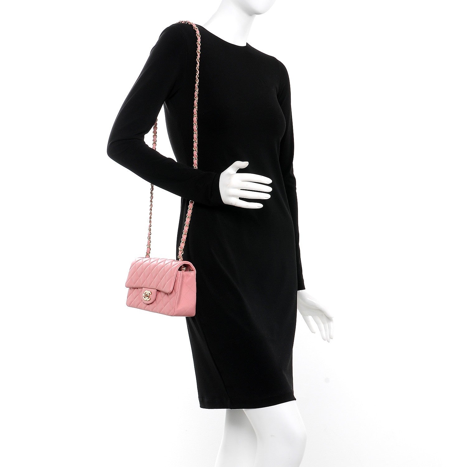Chanel Lambskin Quilted Mini Rectangular Flap Pink 2 of 7