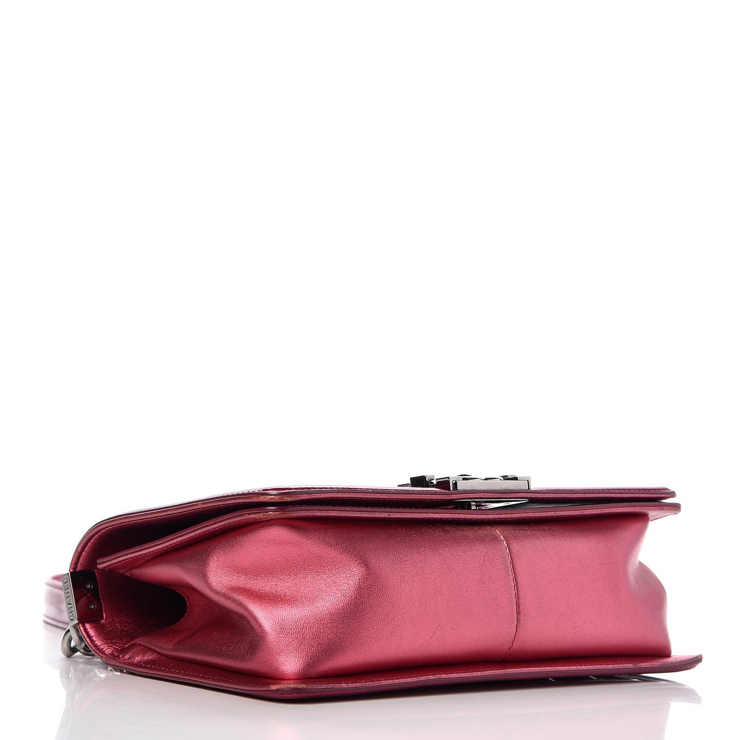 Metallic Patent Calfskin Quilted Medium Boy Flap Pink