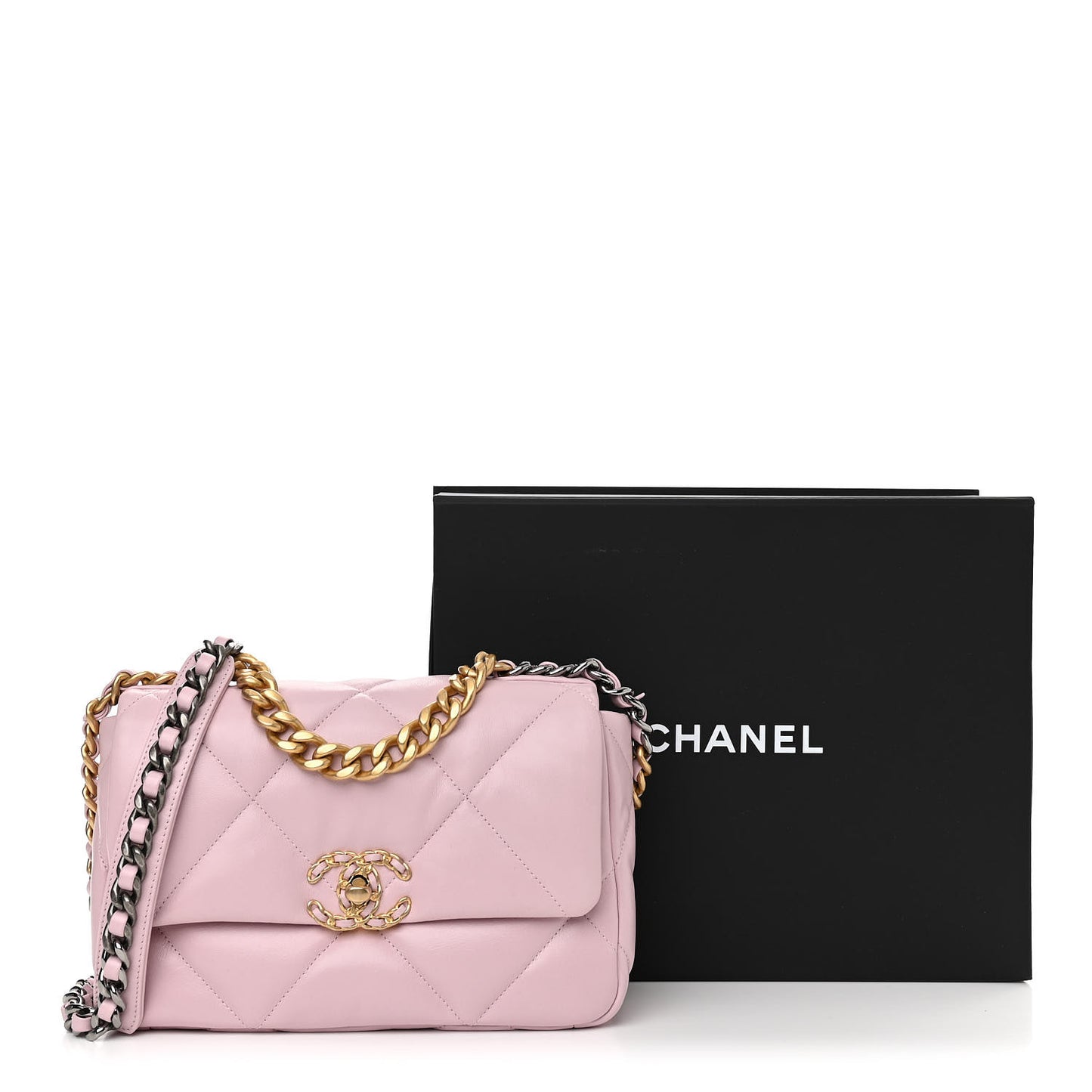Goatskin Quilted Medium Chanel 19 Flap Light Pink