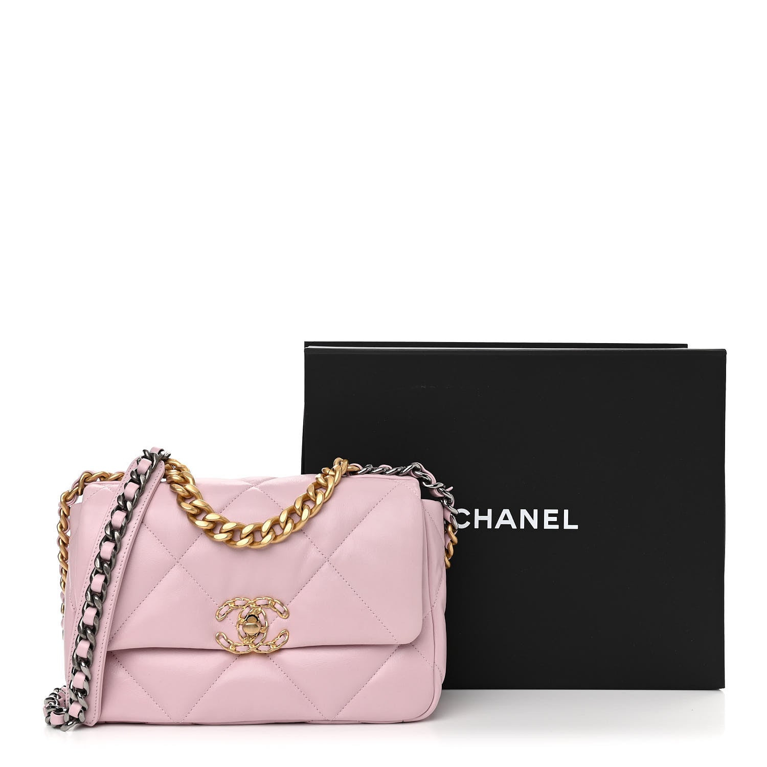 Chanel Goatskin Quilted Medium Chanel 19 Flap Light Pink 11 of 11