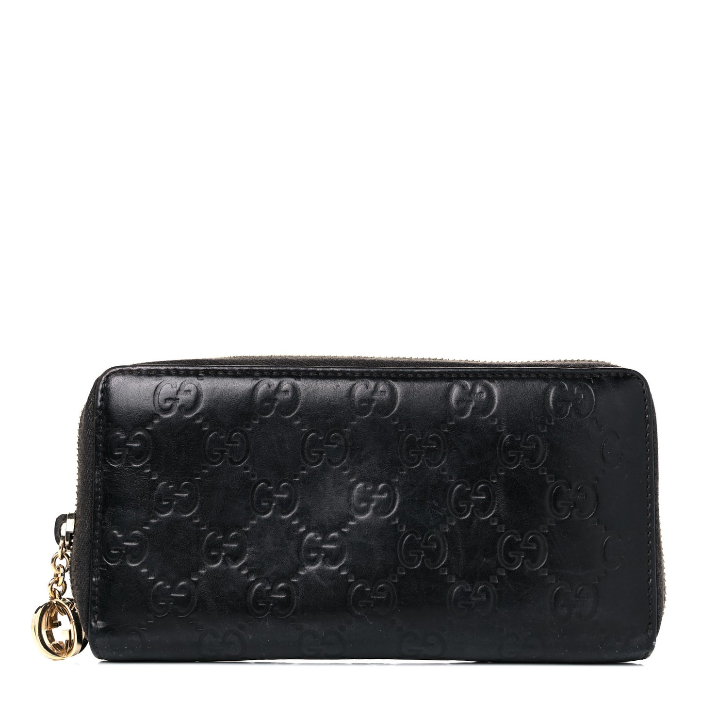 Guccissima Large Twins Zip Around Wallet Black